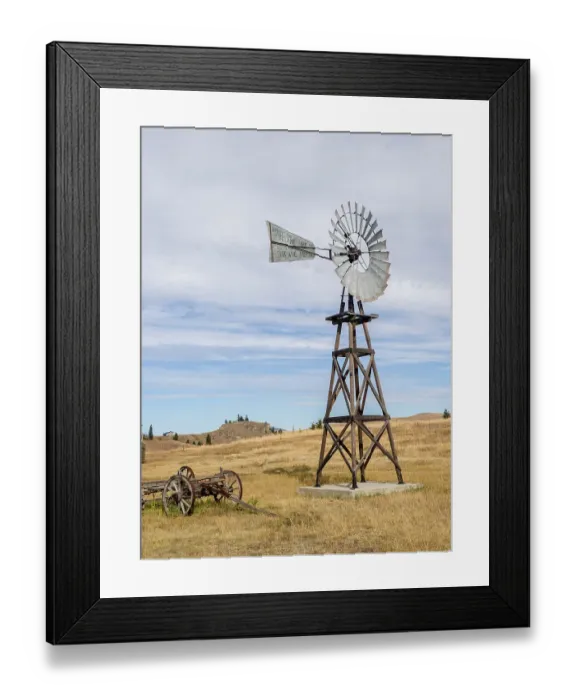 Framed Print : USA, Washington State, Molson, Okanogan County. Windmill in the ghost town