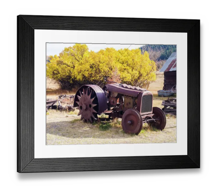 Framed Print : USA, Washington State, Molson, Okanogan County. Rusty old tractor in the historic ghost town