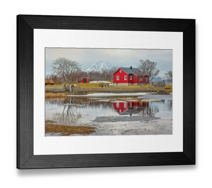 Framed Print : Norway, Lofoten Islands. View across Indrepollen Lake Framed Print : Norway, Lofoten Islands. View across Indrepollen Lake