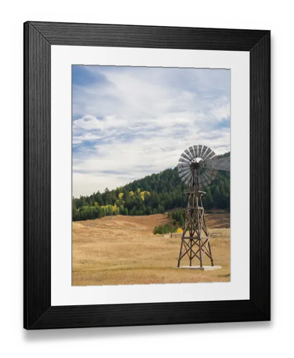 Framed Print : USA, Washington State, Molson, Okanogan County. Windmill in the ghost town