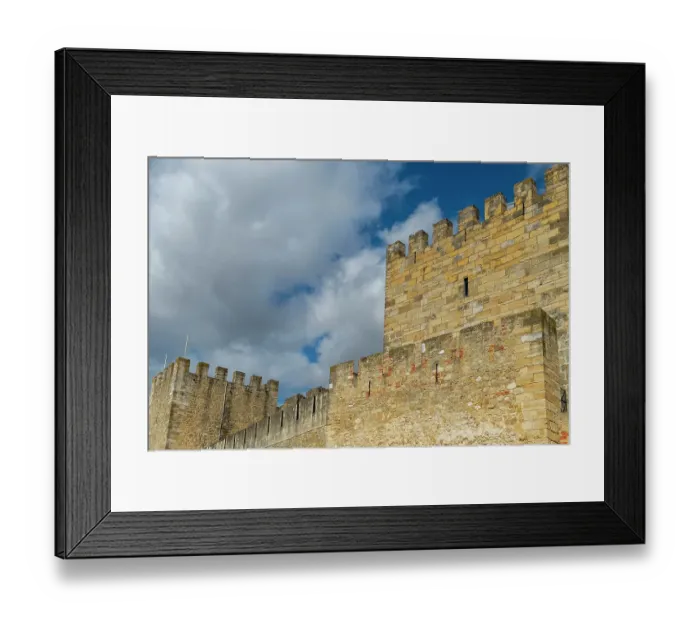 Framed Print : Lisbon, Portugal. Castelo Sao Jorge overlooks the city of Lisbon. The first fortifications were built in 1st century BC Framed Print : Lisbon, Portugal. Castelo Sao Jorge overlooks the city of Lisbon. The first fortifications were built in 1st century BC