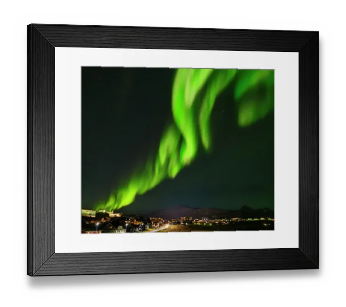 Framed Print : Northern lights over Nuuk. Nuuk the capital of Greenland during late autumn. Greenland, Danish Territory Framed Print : Northern lights over Nuuk. Nuuk the capital of Greenland during late autumn. Greenland, Danish Territory