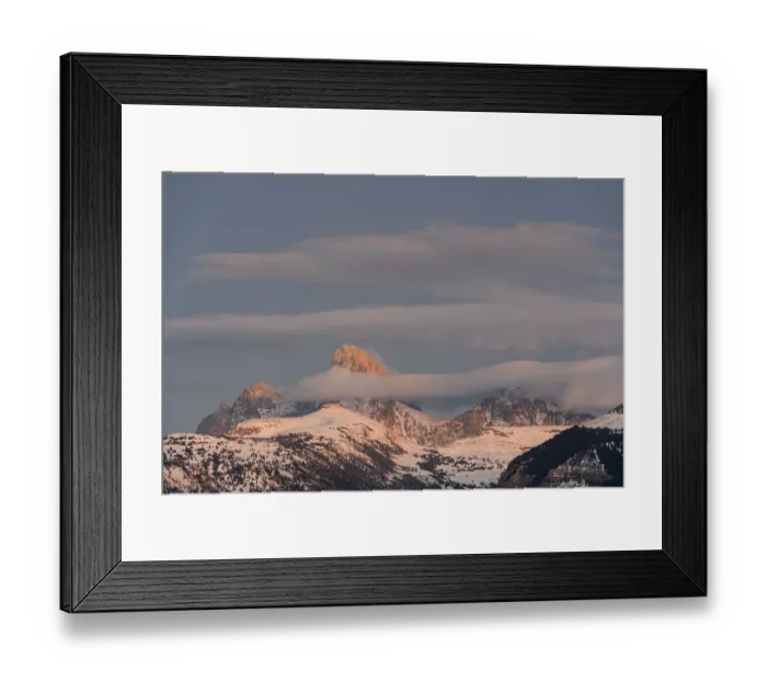 Framed Print : USA, Wyoming. Grand Teton and clouds from west side of Tetons