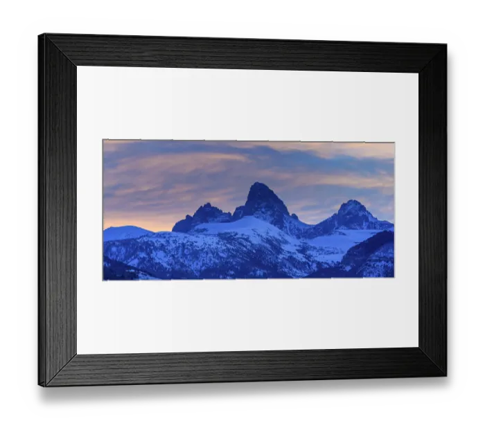 Framed Print : USA, Wyoming. Panoramic sunset of Grand Teton and clouds from west side of Tetons Framed Print : USA, Wyoming. Panoramic sunset of Grand Teton and clouds from west side of Tetons