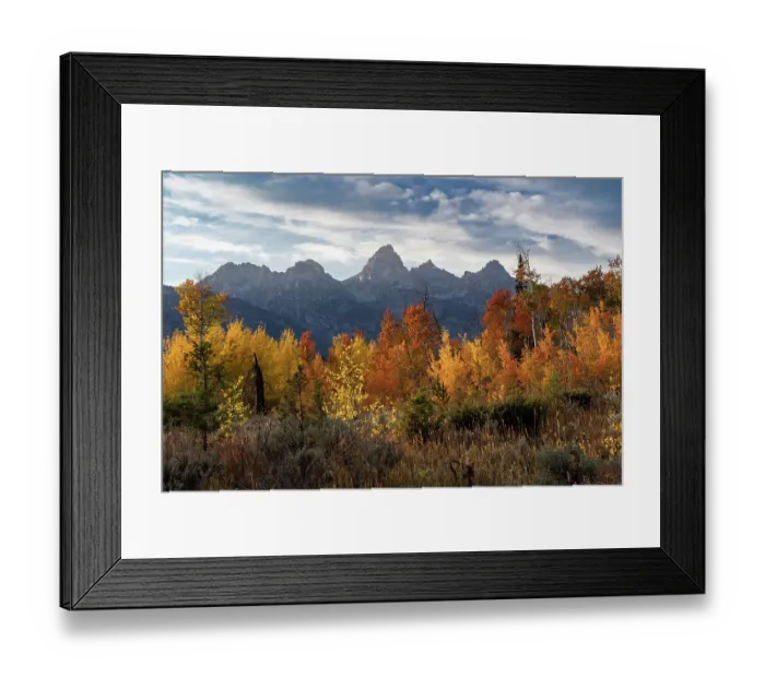 Framed Print : USA, Wyoming. Autumn evening near Black Tail Butte, Grand Teton National Park