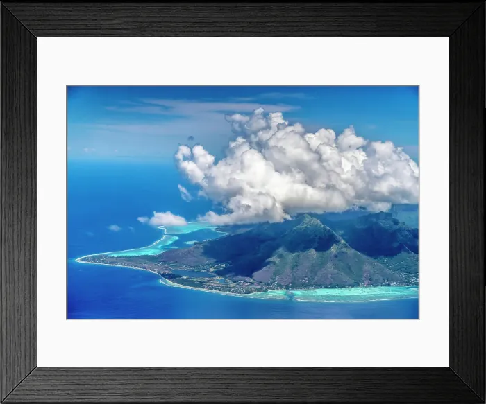 Framed Print : French Polynesia, Moorea. Aerial view of island Framed Print : French Polynesia, Moorea. Aerial view of island