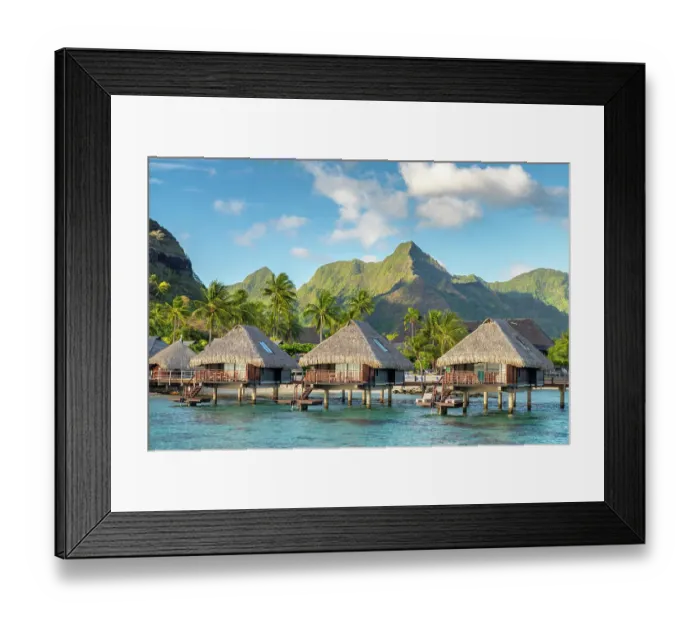 Framed Print : French Polynesia, Moorea. Overwater bungalows Framed Print : French Polynesia, Moorea. Overwater bungalows