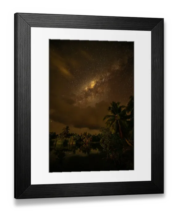 Framed Print : French Polynesia, Taha'a. Palm trees and night sky with Milky Way Framed Print : French Polynesia, Taha'a. Palm trees and night sky with Milky Way