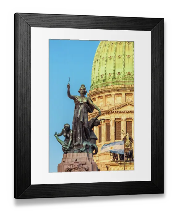 Framed Print : Argentina, Buenos Aires. Statue in front of Capitol building Framed Print : Argentina, Buenos Aires. Statue in front of Capitol building