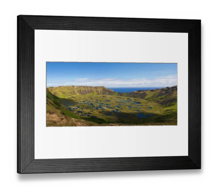 Framed Print : Chile, Easter Island. Rano Koa Volcano crater