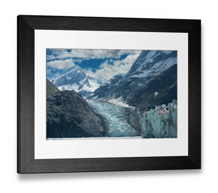 Framed Print : Mighty mountains towering above an unnamed glacier in Johns Hopkins Inlet Framed Print : Mighty mountains towering above an unnamed glacier in Johns Hopkins Inlet