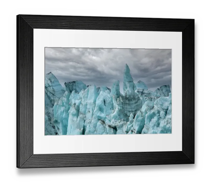 Framed Print : Rugged ice at the face of Margerie Glacier make it impossible to cross this terrain