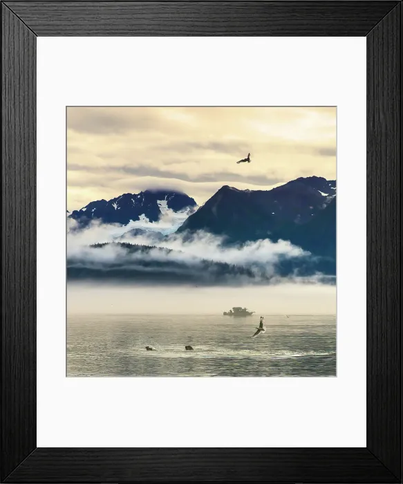 Framed Print : Fishing boat in Kenai Peninsula surrounded by mountains and wildlife Framed Print : Fishing boat in Kenai Peninsula surrounded by mountains and wildlife