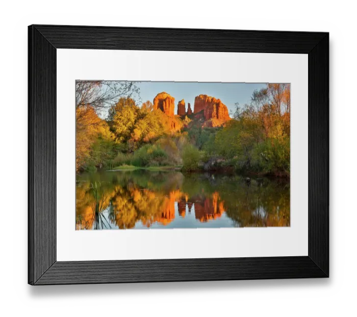 Framed Print : USA, Arizona. Red Rock State Park with Oak Creek and Cathedral Rock Framed Print : USA, Arizona. Red Rock State Park with Oak Creek and Cathedral Rock
