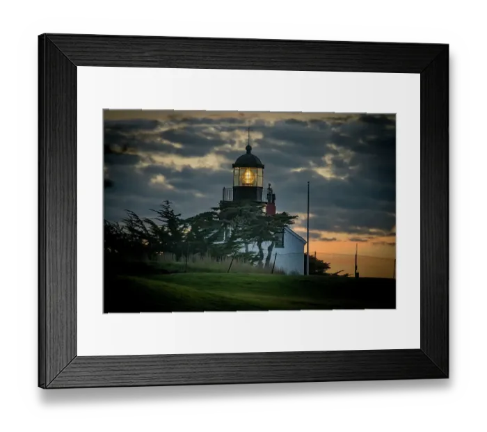 Framed Print : Point Pinos shines its light at sunset