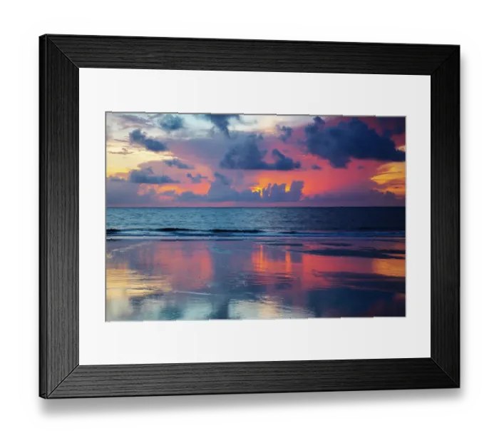 Framed Print : USA, Georgia, Tybee Island. Sunrise with reflections and clouds Framed Print : USA, Georgia, Tybee Island. Sunrise with reflections and clouds