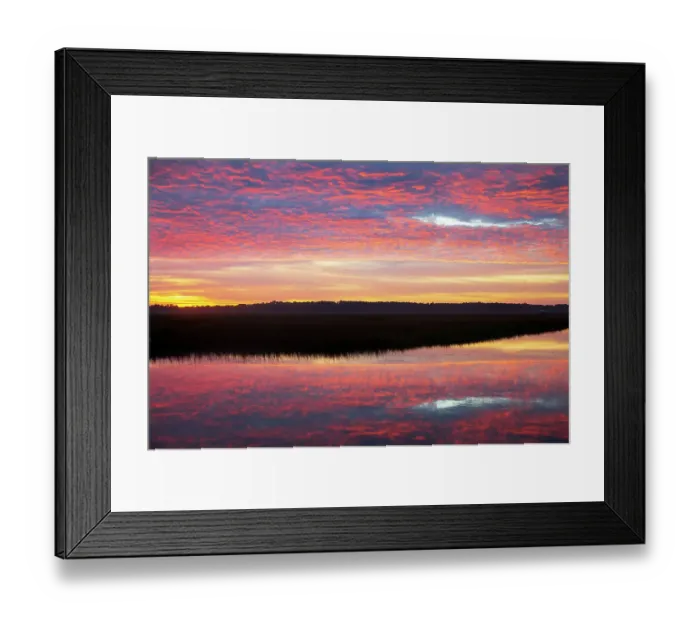 Framed Print : USA, Georgia, Savannah. Sunrise along Grimball Creek