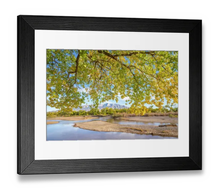 Framed Print : USA, New Mexico, Sandoval County. Sandia Mountains and Rio Grande River in autumn Framed Print : USA, New Mexico, Sandoval County. Sandia Mountains and Rio Grande River in autumn