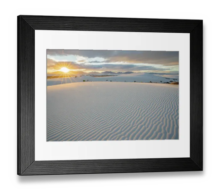 Framed Print : USA, New Mexico, White Sands National Monument. Sunset on white sand dunes and clouds Framed Print : USA, New Mexico, White Sands National Monument. Sunset on white sand dunes and clouds