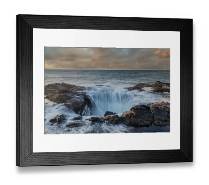 Framed Print : USA, Oregon, Cape Perpetua and Thor's Well at sunset Framed Print : USA, Oregon, Cape Perpetua and Thor's Well at sunset