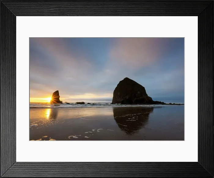 Framed Print : USA, Oregon. Cannon Beach and Haystack Rock at sunset Framed Print : USA, Oregon. Cannon Beach and Haystack Rock at sunset