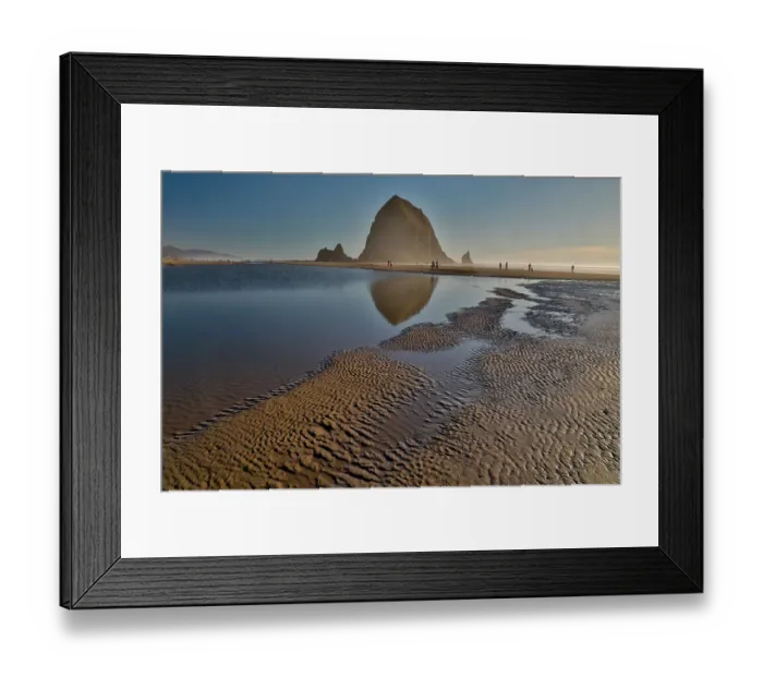 Framed Print : USA, Oregon. Cannon Beach with Haystack near sunset and low tide Framed Print : USA, Oregon. Cannon Beach with Haystack near sunset and low tide