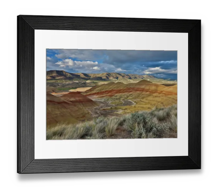 Framed Print : USA, Oregon. John Day Fossil Beds National Monument badlands landscape Framed Print : USA, Oregon. John Day Fossil Beds National Monument badlands landscape
