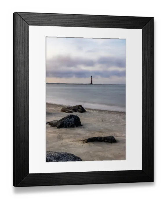 Framed Print : USA, South Carolina, Charleston. Folly Beach and Morris Island Lighthouse
