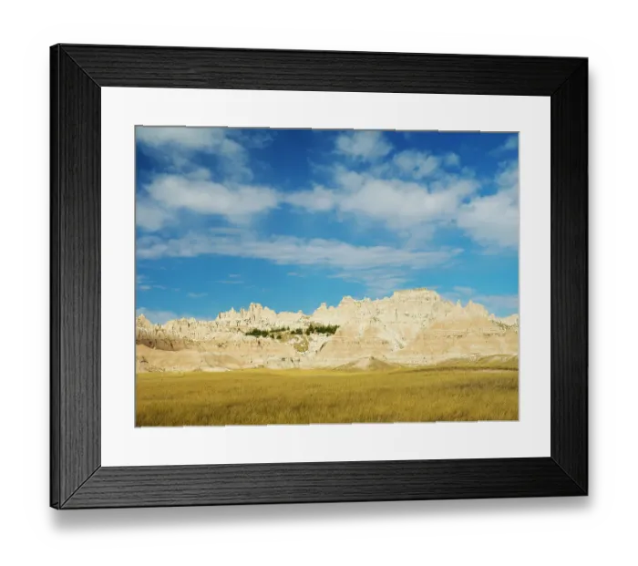 Framed Print : South Dakota, Badlands National Park. Mixed-grass Prairie and Badlands rock formations Framed Print : South Dakota, Badlands National Park. Mixed-grass Prairie and Badlands rock formations