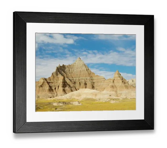 Framed Print : South Dakota, Badlands National Park. Mixed-grass Prairie and Badlands rock formations Framed Print : South Dakota, Badlands National Park. Mixed-grass Prairie and Badlands rock formations