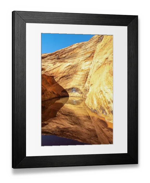 Framed Print : USA, Utah, Grand Staircase Escalante National Monument. Harris Wash rock formation reflects in water