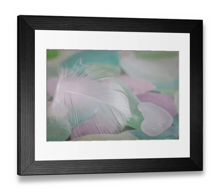 Framed Print : USA, Washington State, Seabeck. Feather and beach glass close-up Framed Print : USA, Washington State, Seabeck. Feather and beach glass close-up