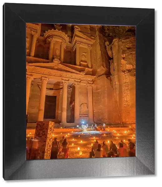 Illuminated night presentation, Petra, Jordan. Built by Nabataeans in 100 BC