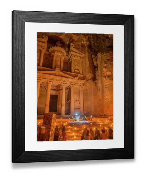 Framed Print : Illuminated night presentation, Petra, Jordan. Built by Nabataeans in 100 BC Framed Print : Illuminated night presentation, Petra, Jordan. Built by Nabataeans in 100 BC