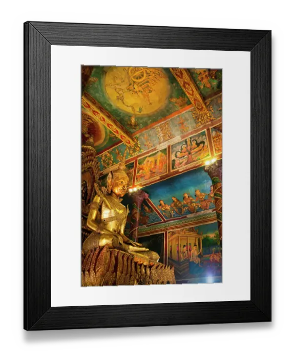 Framed Print : Cambodia. Wat Phnom is the cities highest point in Phnom Penh. Statues inside the temple Framed Print : Cambodia. Wat Phnom is the cities highest point in Phnom Penh. Statues inside the temple