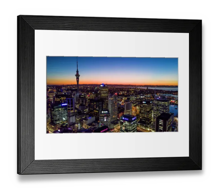 Framed Print : Auckland, New Zealand. The Auckland Skytower and harbor at night Framed Print : Auckland, New Zealand. The Auckland Skytower and harbor at night