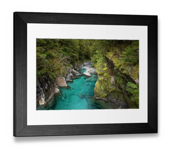 Framed Print : Makarora, New Zealand. The Blue Pools of Makarora offer enticing blue waters to swim in
