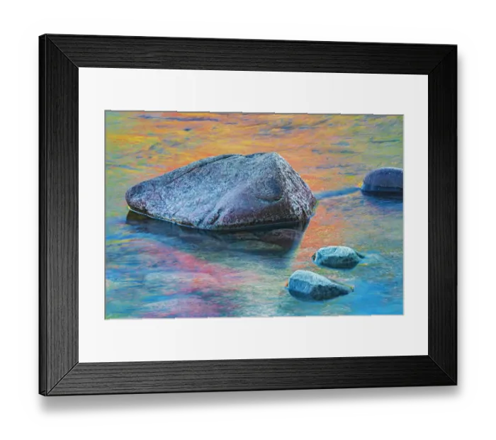 Framed Print : Canada, Quebec, Parc National du Fjord-du-Saguenay. Rock and reflections in Saguenay River