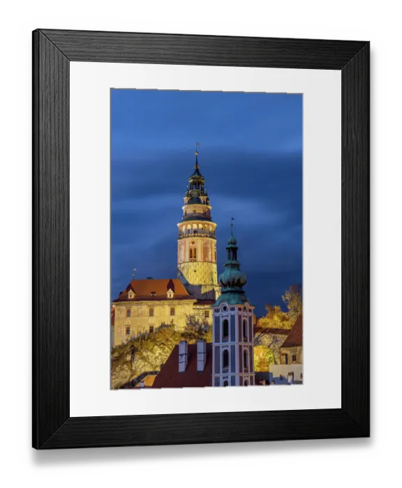Framed Print : Stormy Skies over town of Cesky Krumlov in the Czech Republic