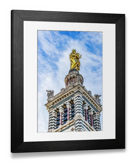 Framed Print : Mary and Jesus Statue, Notre Dame de la Garde Catholic Church, Marseille, France. Constructed 1850's Framed Print : Mary and Jesus Statue, Notre Dame de la Garde Catholic Church, Marseille, France. Constructed 1850's