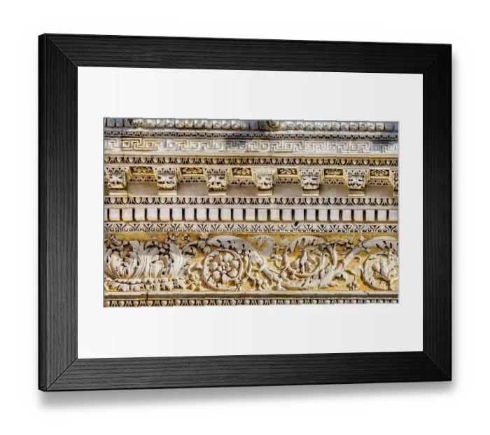 Framed Print : Decorations Maison Carree, Nimes, Gard, France. Temple created in 7 AD
