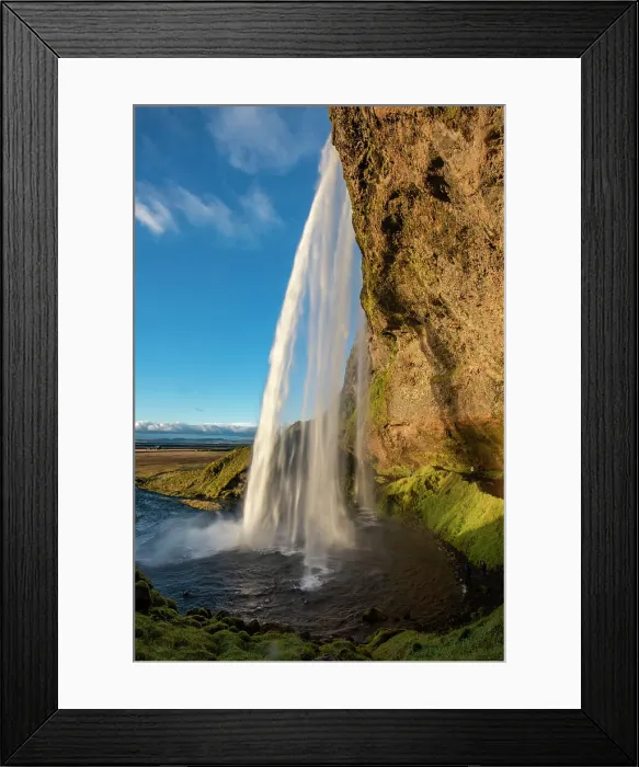Framed Print : Seljalandsfoss Waterfall is a tourist icon in southern Iceland Framed Print : Seljalandsfoss Waterfall is a tourist icon in southern Iceland