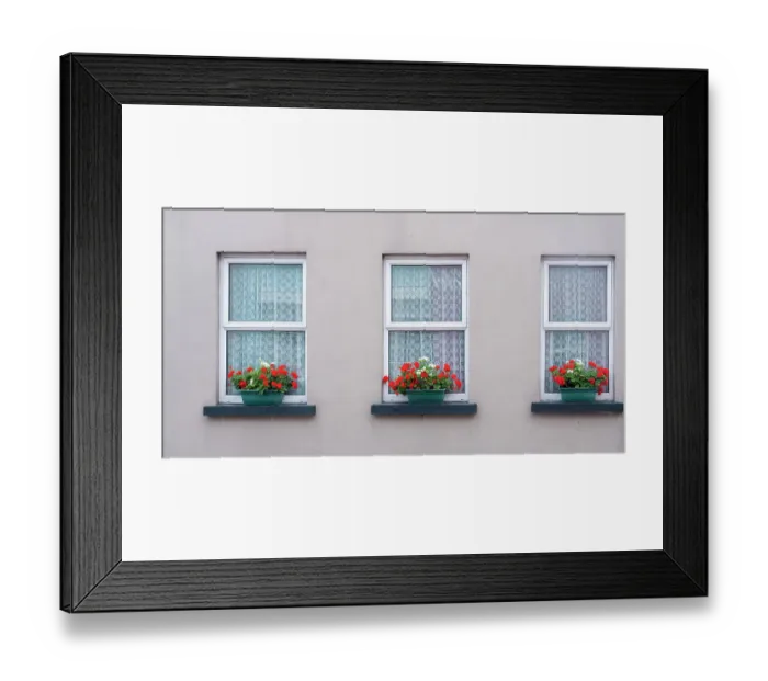 Framed Print : Windows greet visitors in the village of Cong, Connacht County, Ireland Framed Print : Windows greet visitors in the village of Cong, Connacht County, Ireland