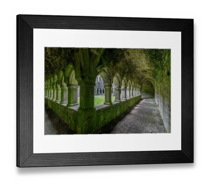 Framed Print : Ancient cloisters at Moyne Abbey, County Mayo, Ireland