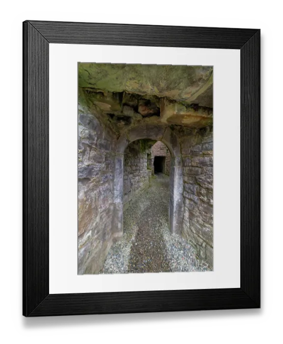 Framed Print : Secretive passageways, wind all through massive Moyne Abbey, County Mayo, Ireland