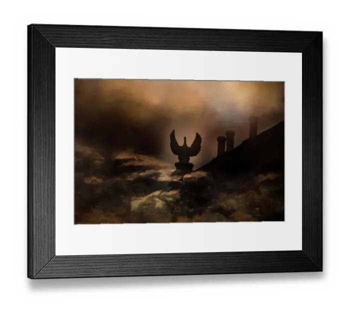 Framed Print : Scary gargoyle sits on the roof of Westport House in County Mayo, Ireland. Photo illustration