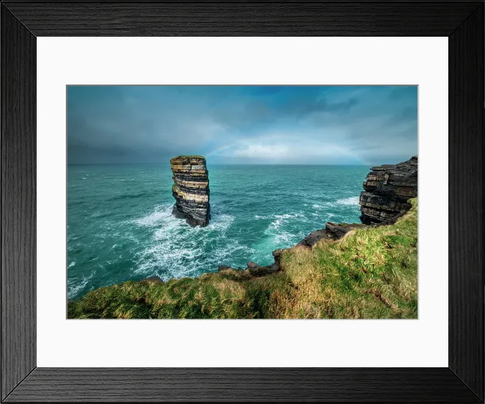 Framed Print : Dun Briste Sea Stack resists the onslaught of the stormy Atlantic Ocean, County Mayo, Ireland Framed Print : Dun Briste Sea Stack resists the onslaught of the stormy Atlantic Ocean, County Mayo, Ireland
