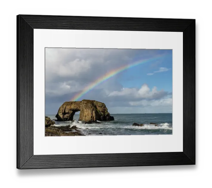 Framed Print : Rainbow over The Great Pollet Sea Arch in County Donegal, Ireland Framed Print : Rainbow over The Great Pollet Sea Arch in County Donegal, Ireland