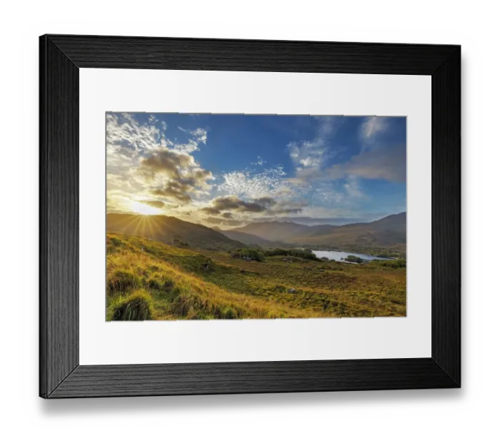 Framed Print : Sunset over Upper Lake Killarney in Killarney National Park, Ireland Framed Print : Sunset over Upper Lake Killarney in Killarney National Park, Ireland