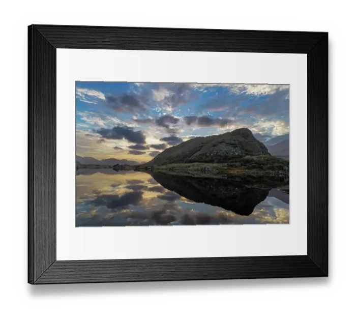Framed Print : Sunset clouds reflect in Upper Lake Killarney in Killarney National Park, Ireland Framed Print : Sunset clouds reflect in Upper Lake Killarney in Killarney National Park, Ireland